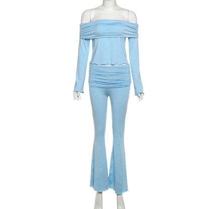Fold Over Flare Pants 2 Piece Set