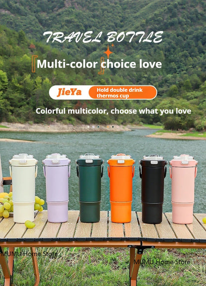 770/900ML Car Coffee Cup Outdoor Sport Insulated Cup Thermos Water Bottle Tumbler Vacuum Flasks Keeps Cold and Heat Thermal Mug