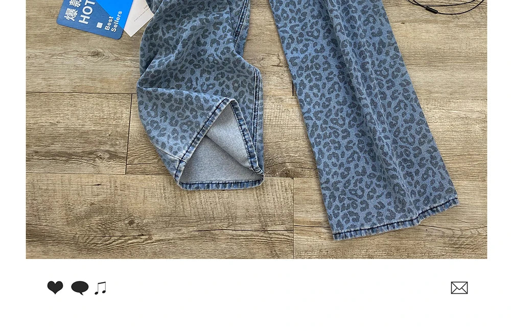 Leopard Print Wide Leg Jeans