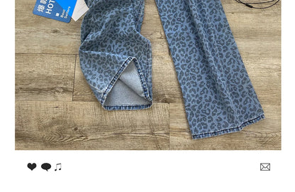 Leopard Print Wide Leg Jeans