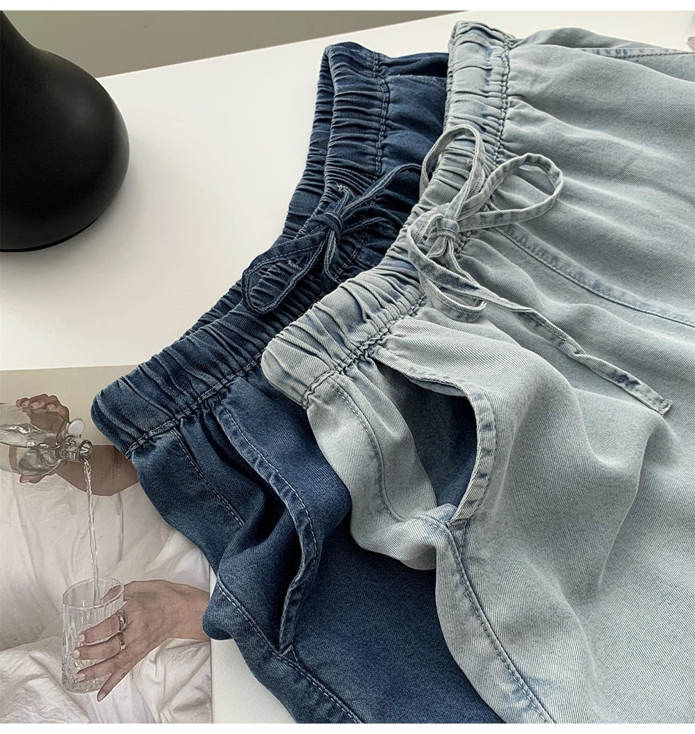 Thin Ice Silk Denim Pants for Women