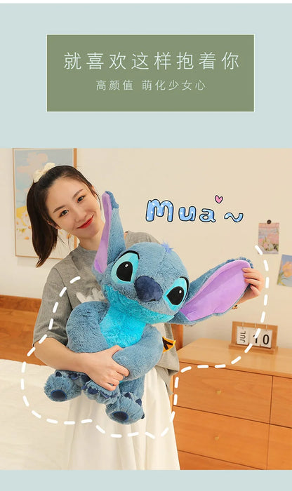 60cm Disney Stitch Plush Toy Doll Anime Lilo & Stitch Sitting Stitch Cartoon Stuffed Doll Children's Comforting Pillow Kids Gift