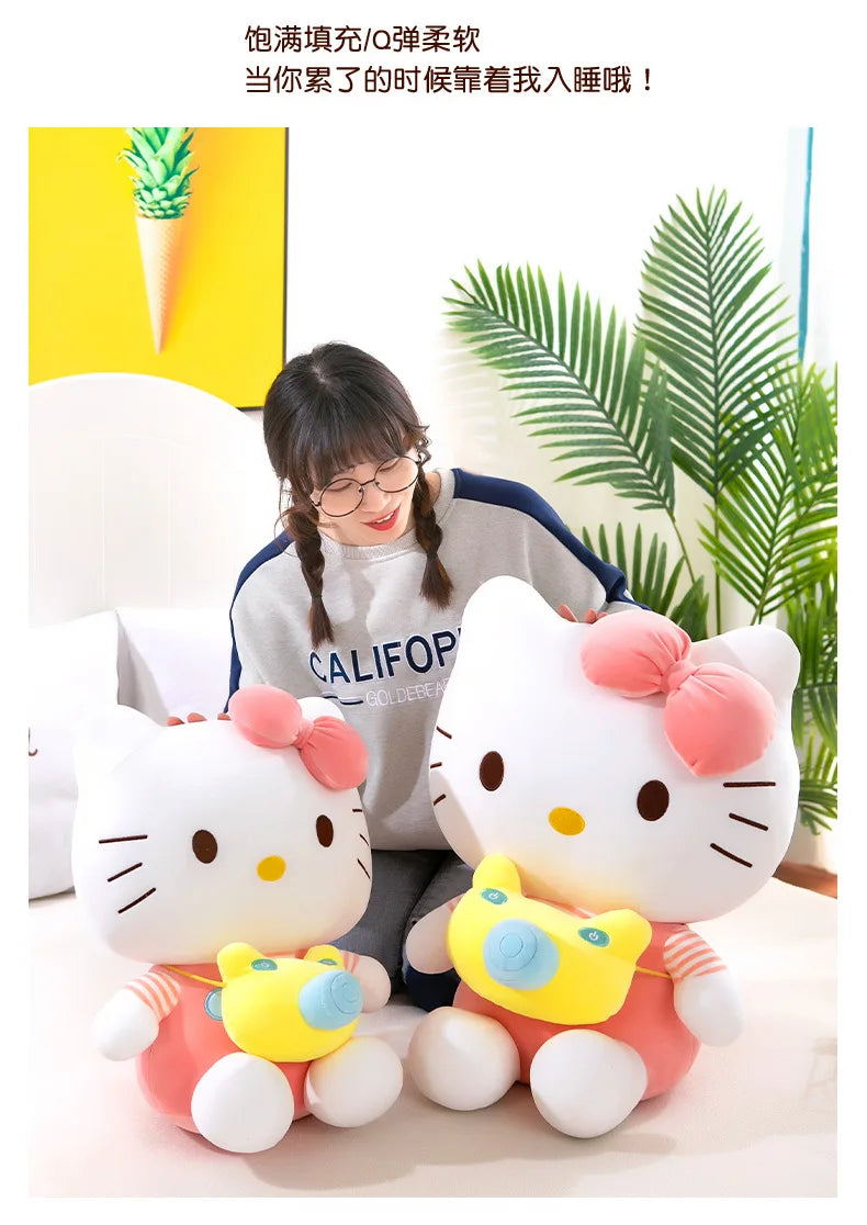 35cm Saniro Hello Kitty Plush Camera KT Cat Doll Cute Cat Kitty Toys Children's Gift Girl Sofy Stuffed Animal Pillow Toys Gifts