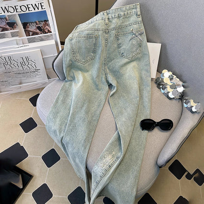 Distressed Ripped Blue Denim Pants