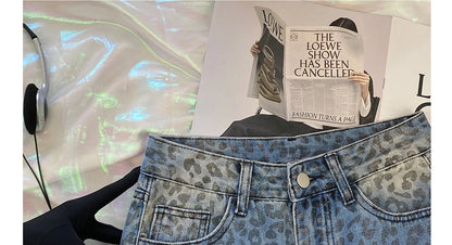 Leopard Print Wide Leg Jeans