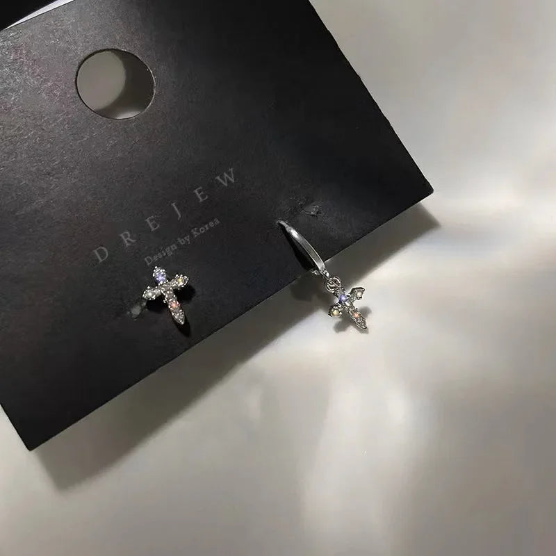 Crystal Cross Women Stud Earrings