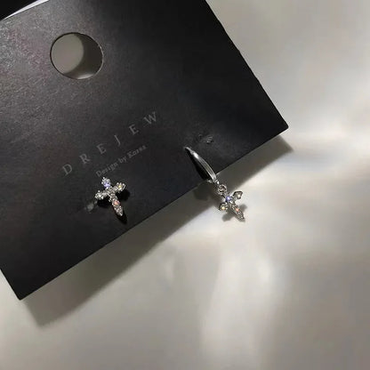 Crystal Cross Women Stud Earrings