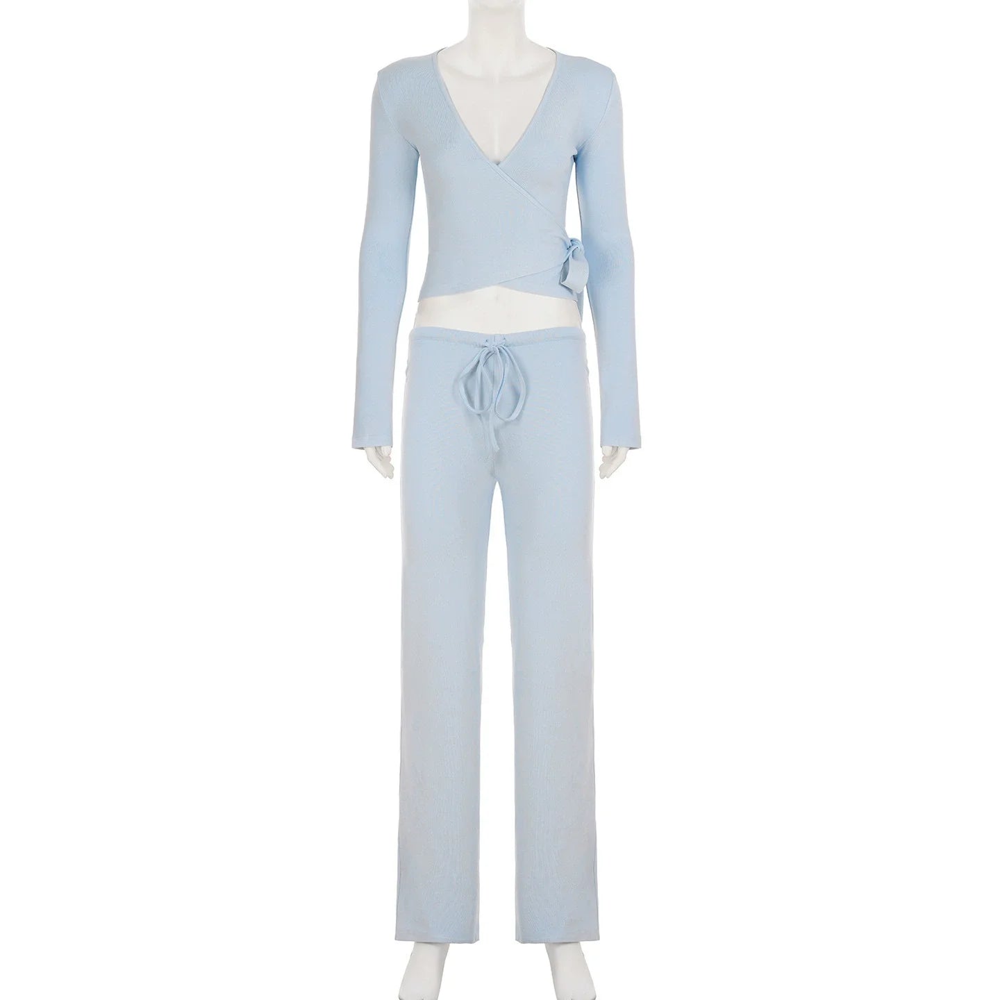 Drawstring High Waist Trousers Set