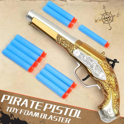 Golden Pirate Cool Toy Gun With Soft Bullets Pistol Cosplay Pirate Toys