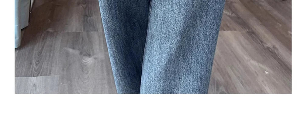 High Waist Loose Hot Stamping Diamond Denim Pants