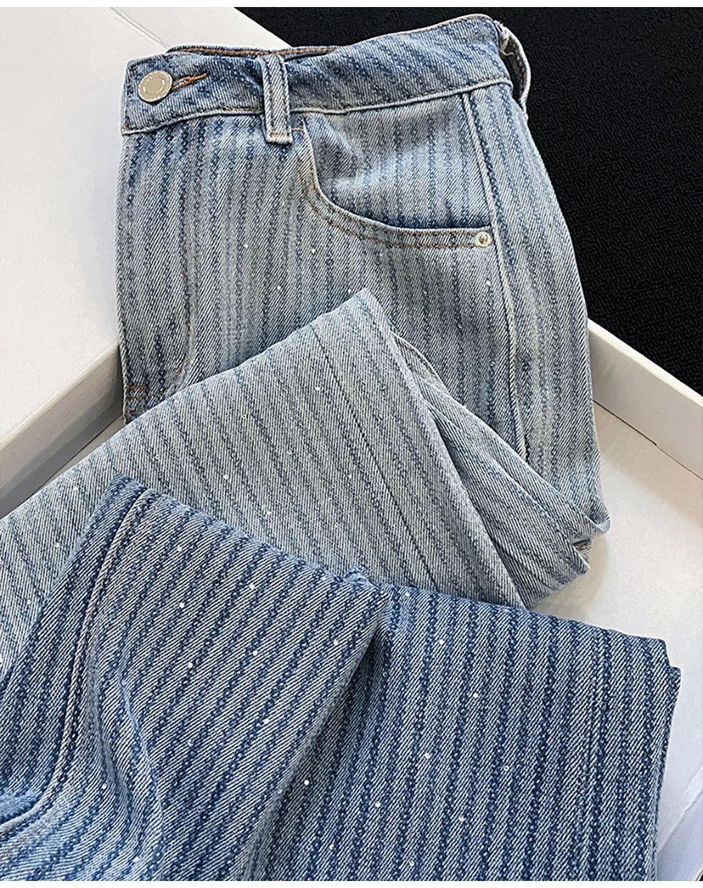 Shiny Rivet Wide Leg Jeans
