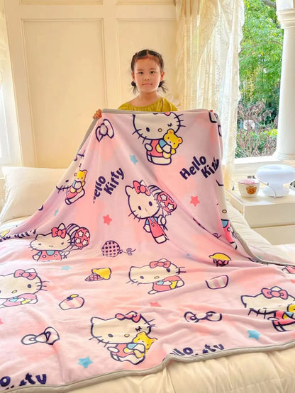 Cartoon Children's Soft Sanrio Blanket Thickened Milk Plush Pochacco Kuromi Afternoon Office Afternoon Rest Cover Carpet Gift