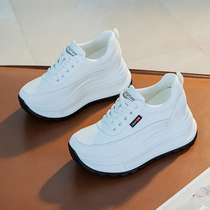 Fujin 8cm Heel Sneakers Genuine Leather White