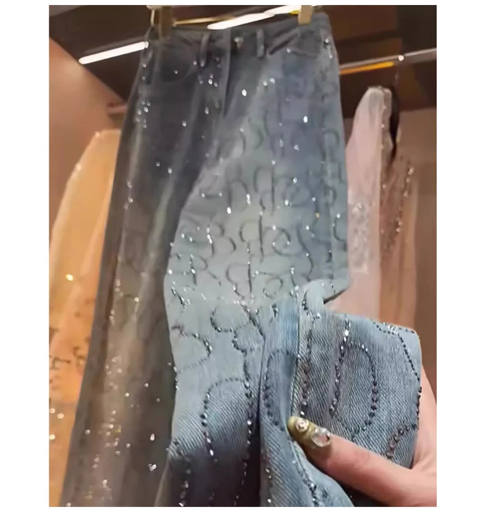 Hot Stamping Diamond Jeans
