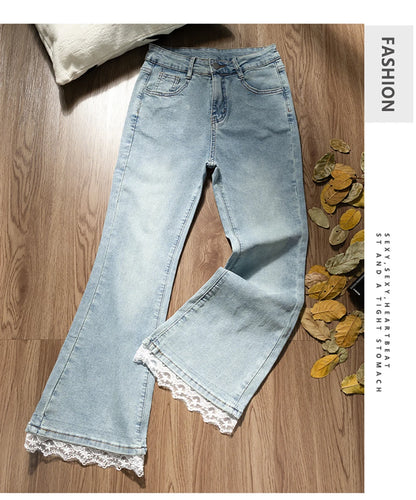 Lace Patchwork Flared Jeans