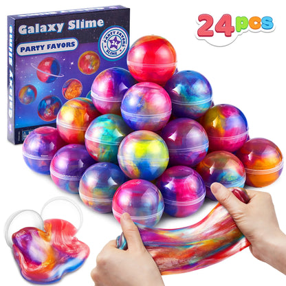 24 Pcs Mini Slime Party Favors Multicolor Galaxy Slime Balls