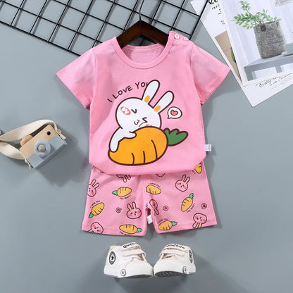 2PCS Cotton Summer T-Shirt and Shorts Set for Toddlers