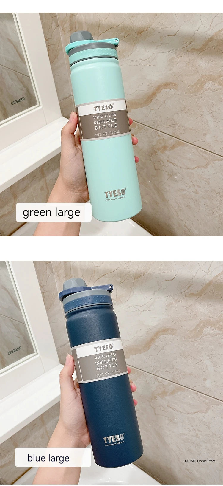 Tyeso 530/750ML Thermos Bottle Stainless Steel Vacuum Flask Travel Cup Insulated Water Bottle Sport Thermal Mug Hot & Cold Mug