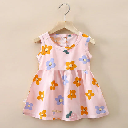 Cute Summer Cartoon Print Dress for Girls – Sleeveless A-Line Princess Outfit