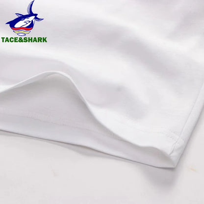 TACE&SHARK Men's White Casual Shorts with Embroidered Logo