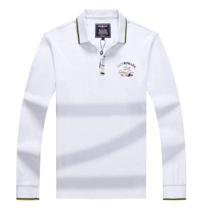 Men‘s Embroidery Solid Color Long Sleeve Polo Shirt