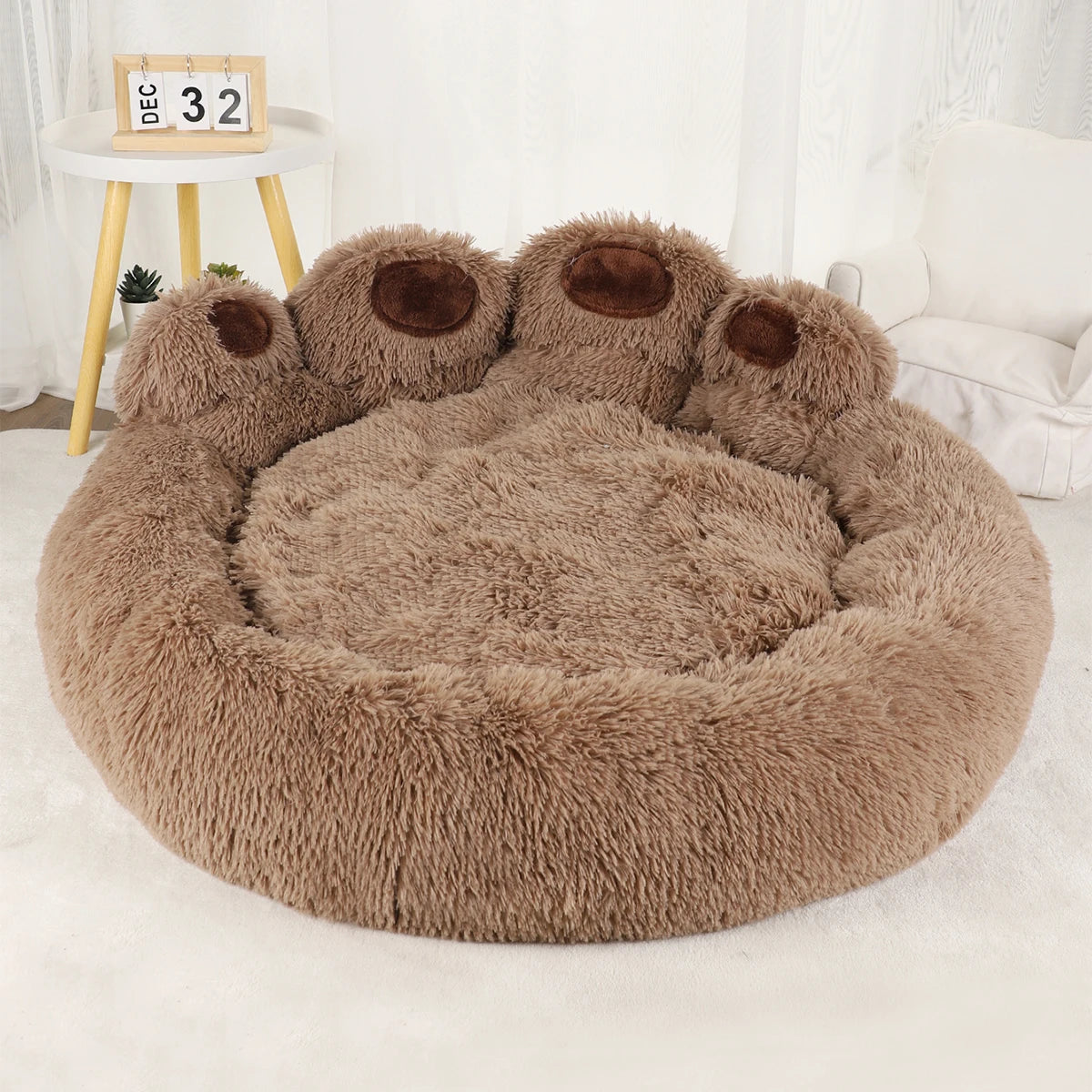Fluffy Dog Bed – Plush Round Pet Cushion for Small to Large Dogs & Cats
