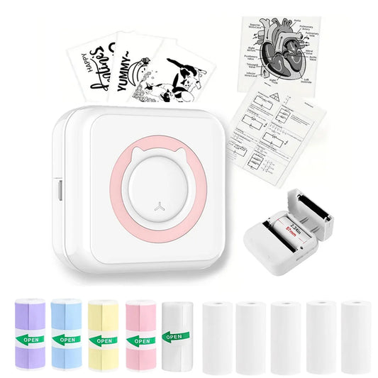 Mini Sticker Printer, Portable Inkless Sticker Maker,Bluetooth Free Cut Small Pocket Printer for Pictures, Photos, Journals