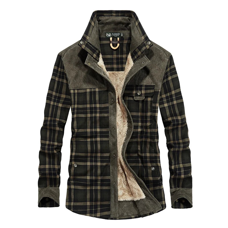 Men Casual Military Shirts Wool Fleece