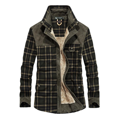 Men Casual Military Shirts Wool Fleece