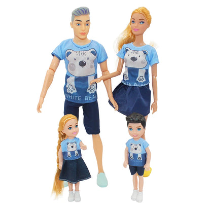 4pcs Family Dolls Ken & Wife Playset
