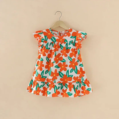 100% Cotton Summer Dress for Girls – Heart Print Sleeveless Princess Outfit