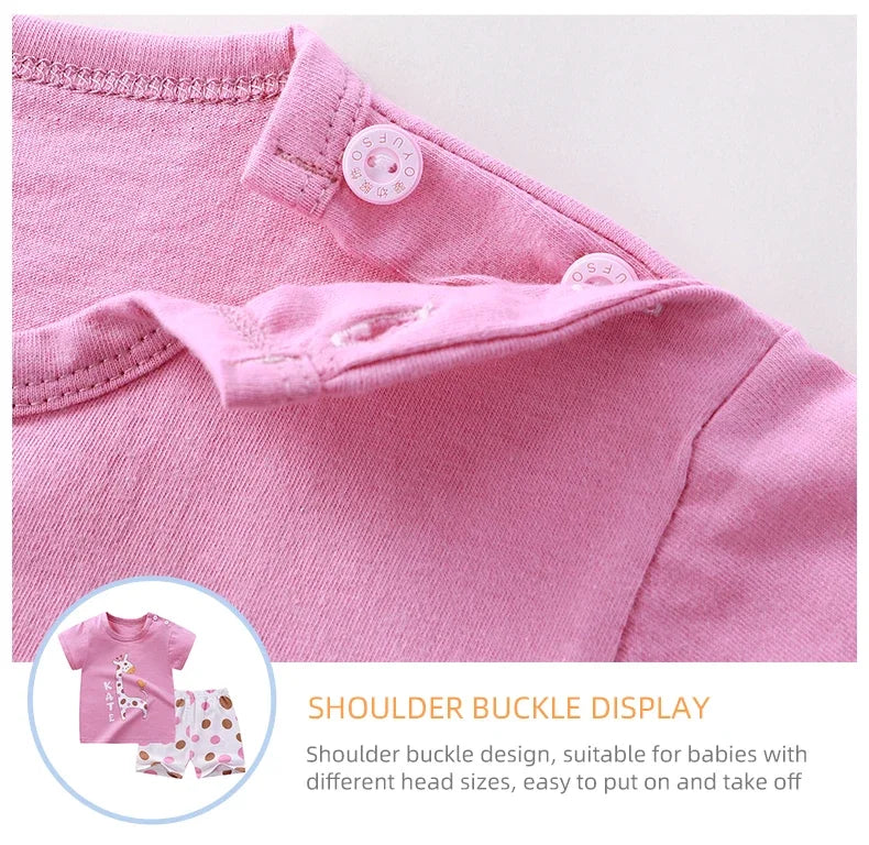 2PCS 100% Cotton Summer T-Shirt and Shorts Set for Toddlers