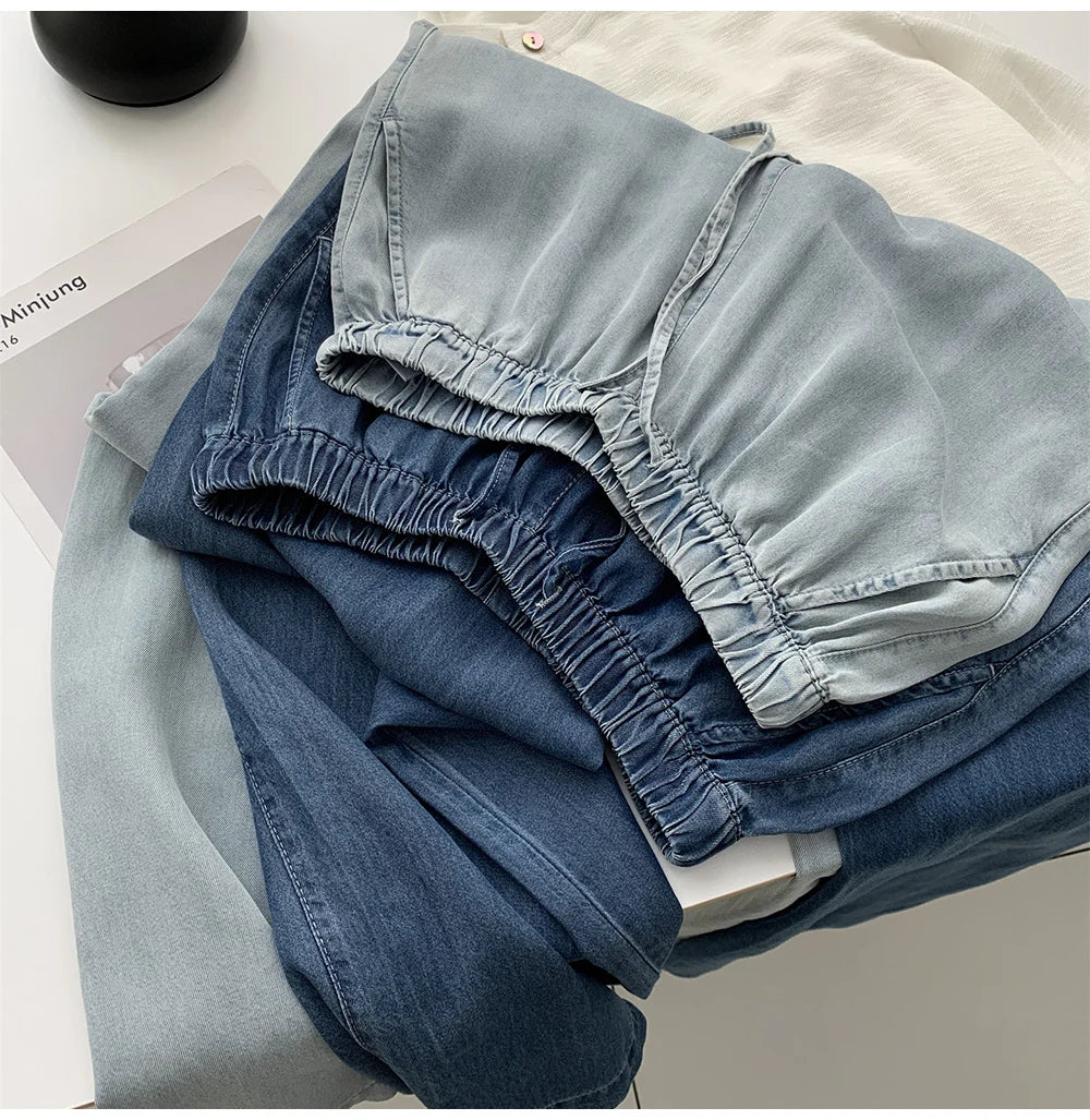 Thin Ice Silk Denim Pants for Women