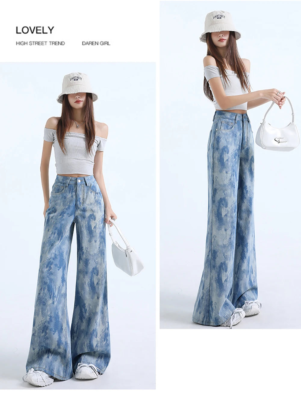 Light Blue Tie-Dye Print Jeans