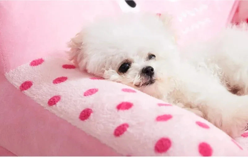 Fluffy Coral Fleece Dog Bed – Cozy Sofa-Style Pet Mat for Small to Large Breeds