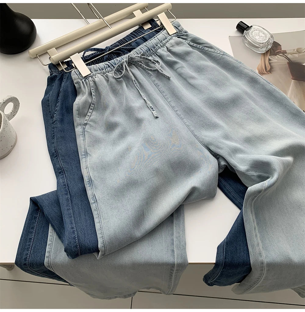 Thin Ice Silk Denim Pants for Women