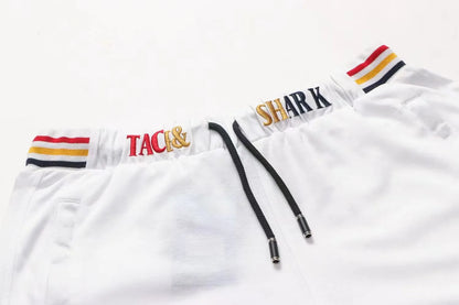 TACE&SHARK Men's White Casual Shorts with Embroidered Logo