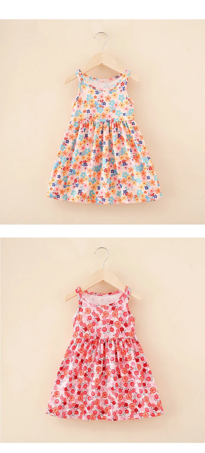 Cute Summer Cartoon Print Dress for Girls – Sleeveless A-Line Princess Outfit