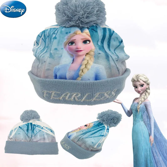 Disney Frozen Elsa Baby Girls Hat Winter Polar Warm Hat 3D Printed Windproof Hat Elsa baby girls cap Birthday Christmas Gift