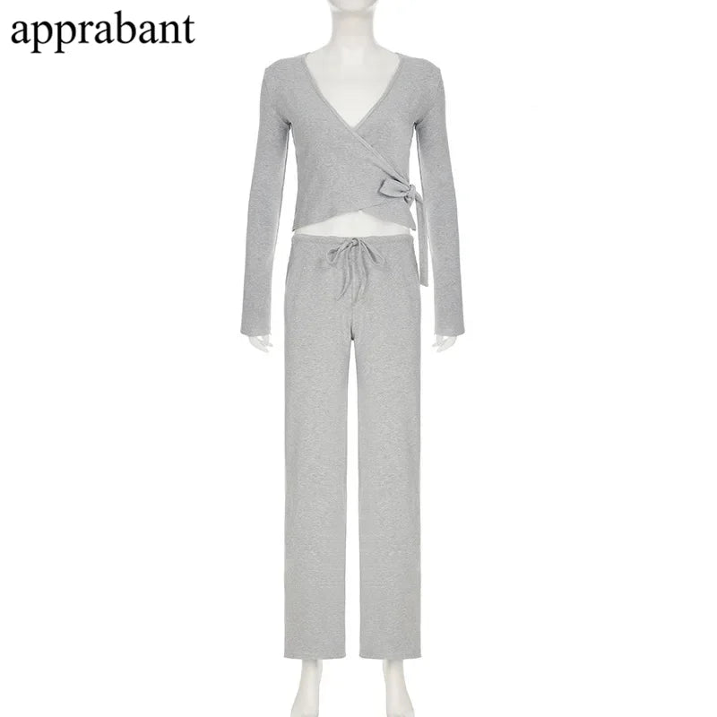 Drawstring High Waist Trousers Set