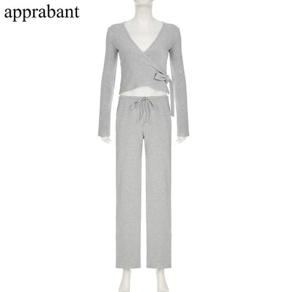 Drawstring High Waist Trousers Set