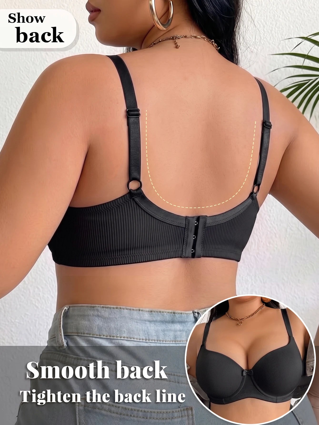 Plus Size Ribbed Women Bra Thin Cup
