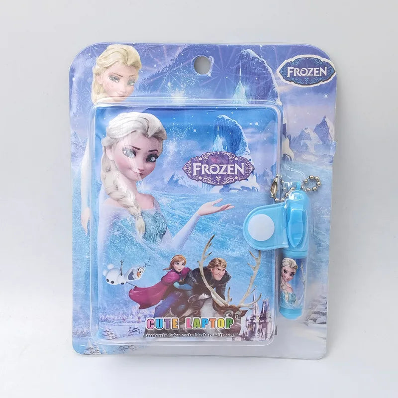 2pcs/set Disney Frozen Pen Notebook Stationery Books Elsa Anna Kids Cute Cartoon Student Writing Book Action Figure Toys Gifts