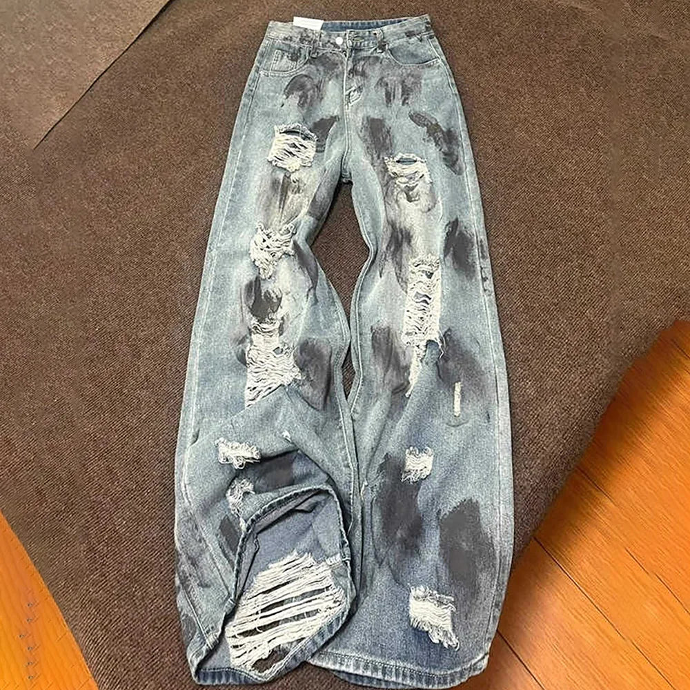 Dirty Ripped Holes Jeans Women