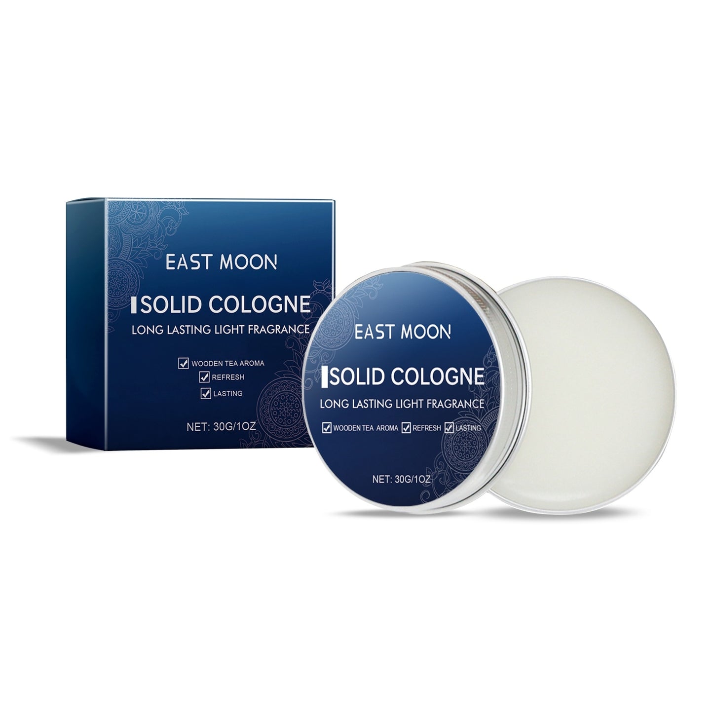 Solid Perfume Balm – Pocket-Sized Natural Fragrance with Sandalwood, Vanilla, and Amber Extracts (5.5cm Round Tin)