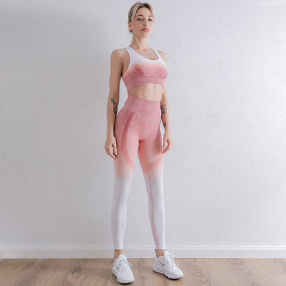 Tie-Dye Gradient Yoga Set – 2-Piece Seamless Workout Outfit for Women, Nylon-Spandex Blend Activewear in Multiple Colors and Sizes