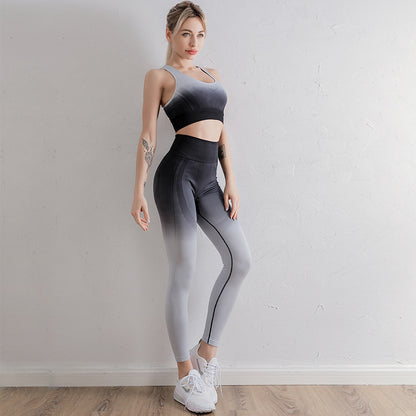 Tie-Dye Gradient Yoga Set – 2-Piece Seamless Workout Outfit for Women, Nylon-Spandex Blend Activewear in Multiple Colors and Sizes